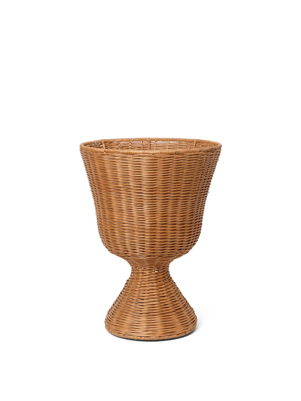Wicker plant stand on a white background