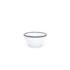 Enamel bowl with black rim on a white background