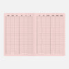 Pink checklist or to-do list sheet with columns on a light pink background