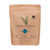 Tea bag packaging with rosemary and brown rice label on a white background