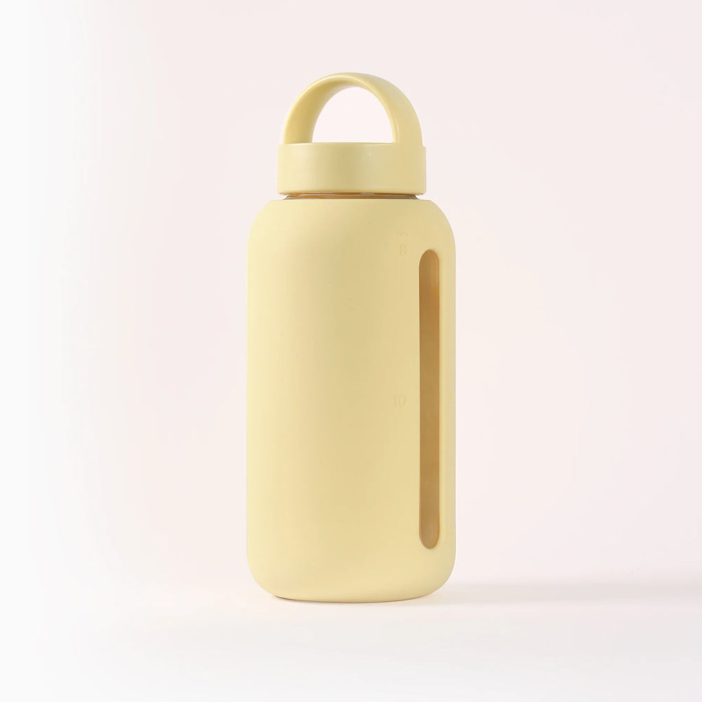 Hydration Tracking Glass Water Bottle in Butter Color