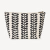 Pouch with black leaf pattern on a white background