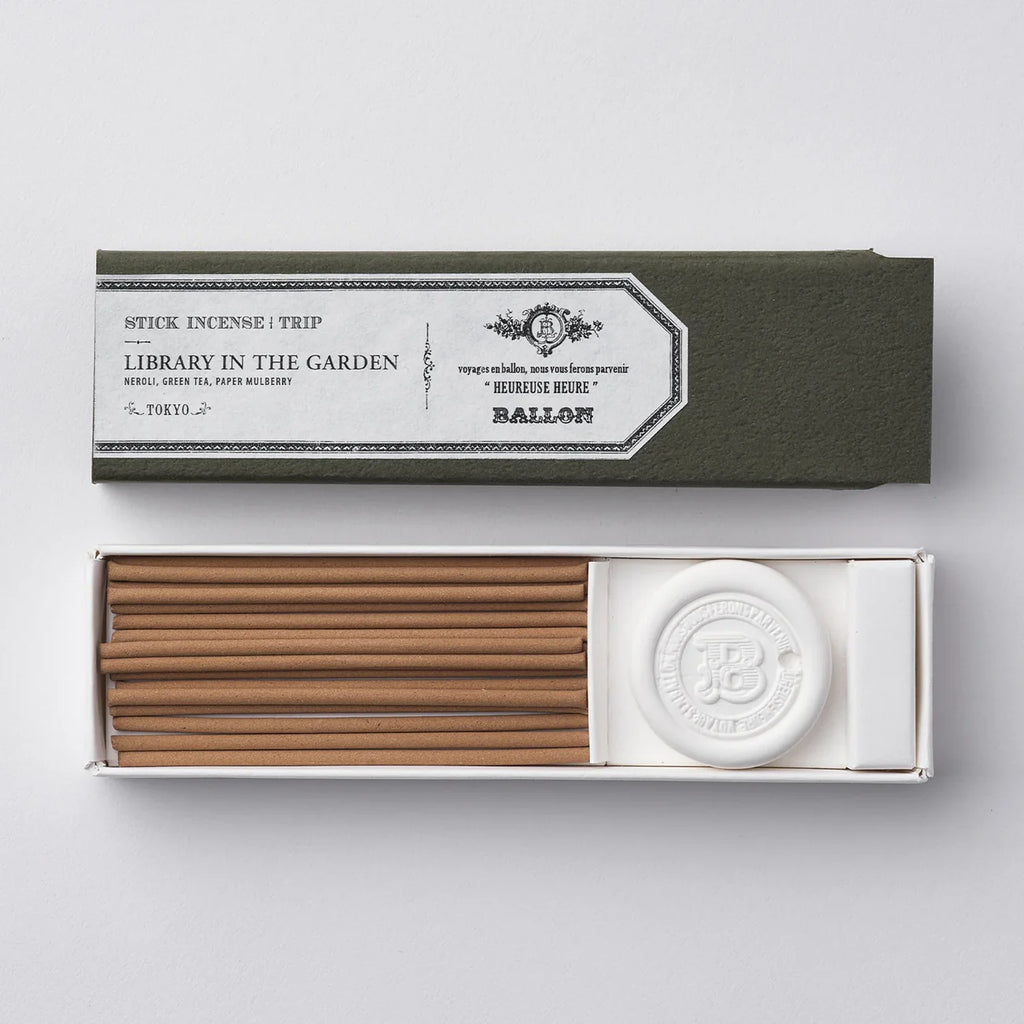 Incense stick packaging with 'Ballon' branding on a light gray background