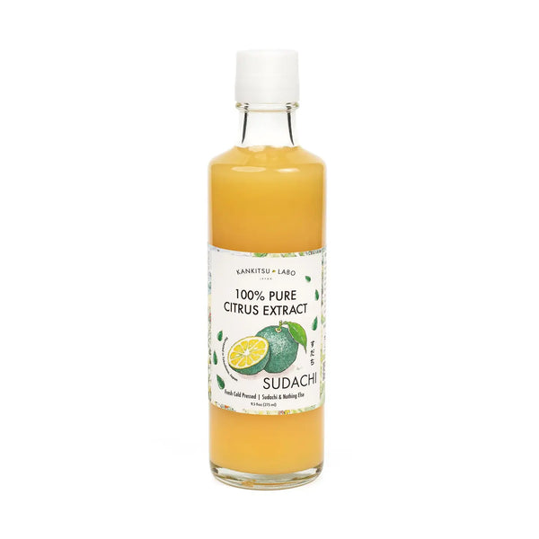 Bottle of 100% pure citrus extract with a label on a white background