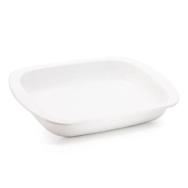 White enamel baking pan on a white background