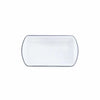 Rectangular white loaf dish with a thin black rim on a white background