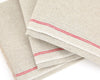 Beige napkins with red stripes on a white background