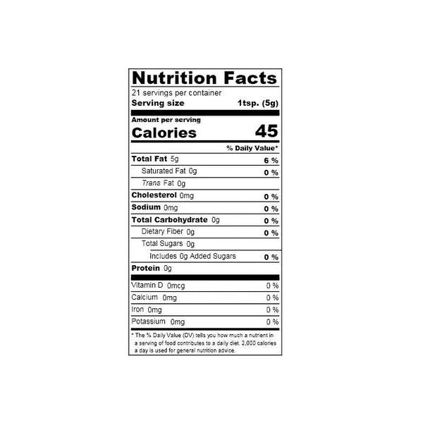 Nutrition facts label with detailed information on a white background
