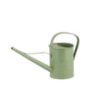 Green watering can on a white background
