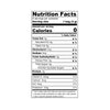 Nutrition facts label with serving size and calorie information on a white background