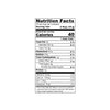 Nutrition facts label for a product with serving size, calories, and nutritional content.