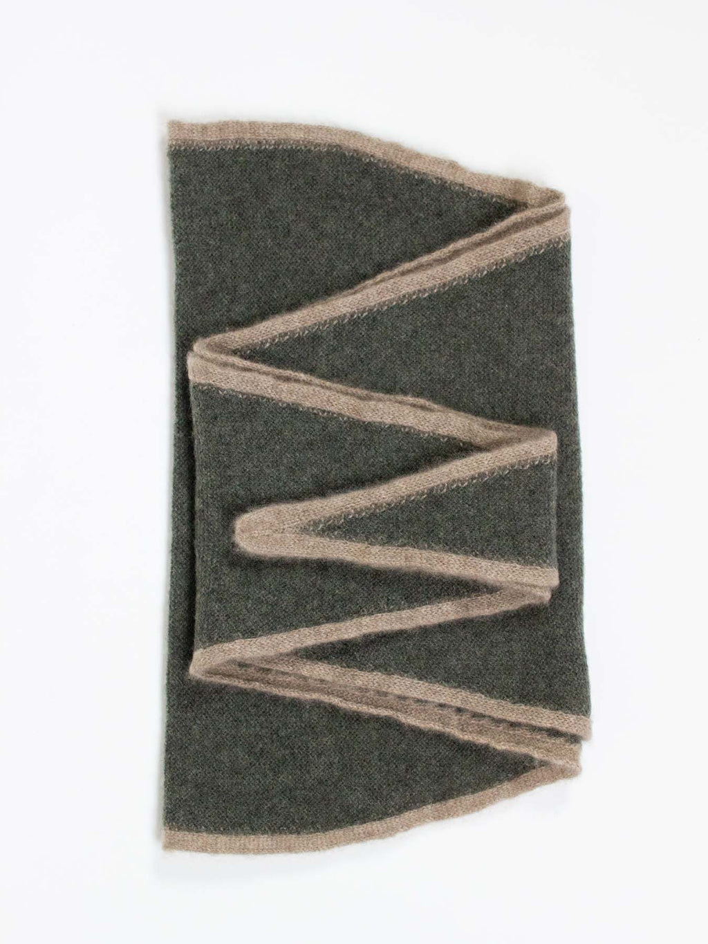 Cashmere scarf folded. Green and brown colored