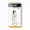 Fine & Raw chocolate bar packaging with a woman illustration on a white background