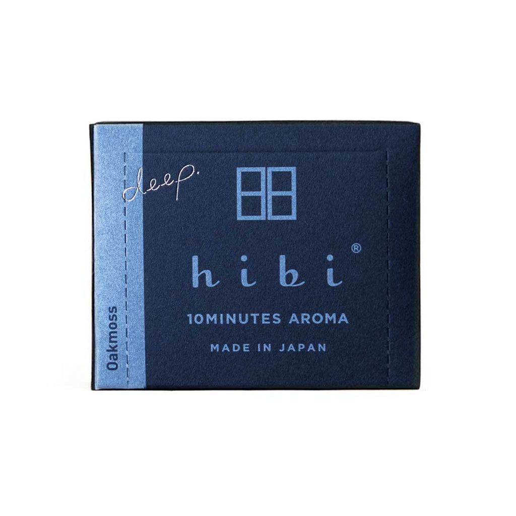 Blue packaging of hibi with text on a white background