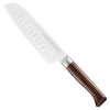 Knife with wooden handle and silver blade on a white background