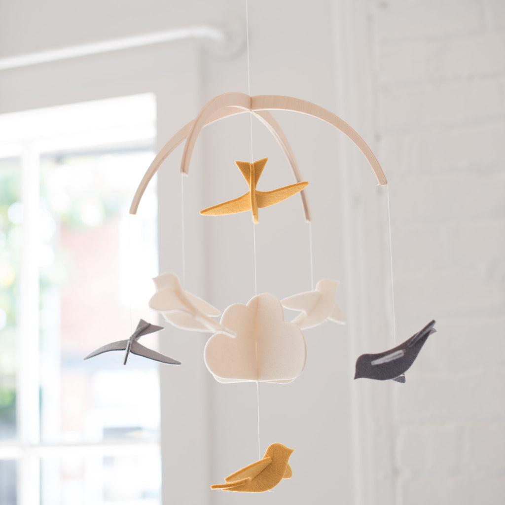 wool - felt - baby mobile - mobile - nursery decor - bird mobile