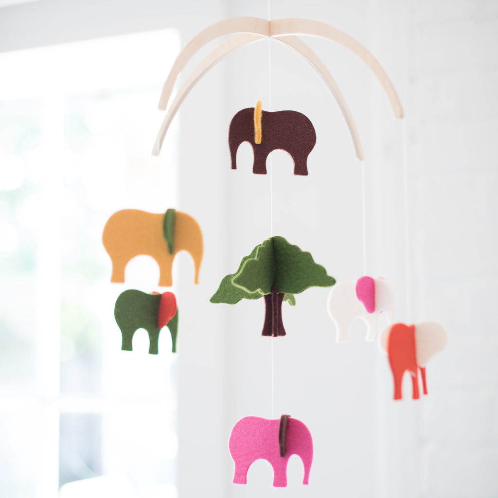 baby mobile - felt - wool - elephant mobile